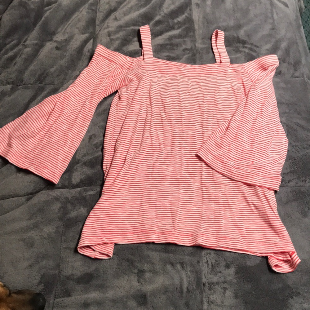 LOFT Red & White Striped Top